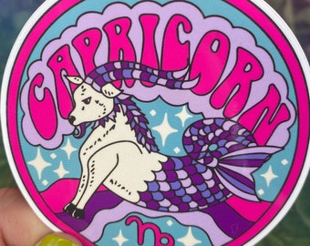 Capricorn Sticker, Zodiac Sign, Laptop Stickers, Water Bottle, Astrology Gift, Zodiac Gift, Grateful Dead 60s 70s