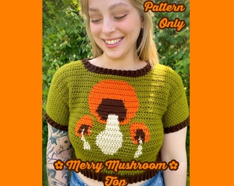 CROCHET PATTERN: Merry Mushroom Top, PDF download