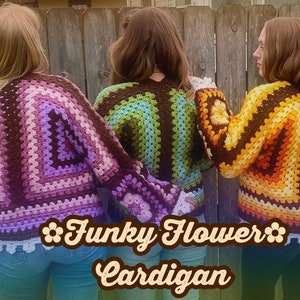 Crochet Cardigan, Custom, Funky Flower Cardigan