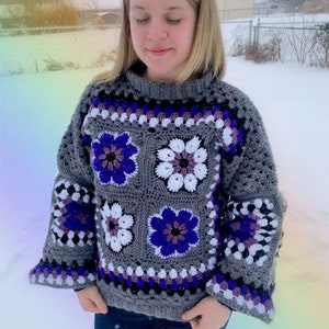 CROCHET PATTERN, Funky Flower Sweater image 6