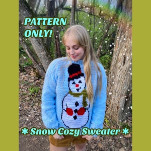 CROCHET PATTERN: Snow Cozy Sweater, Snowman Sweater