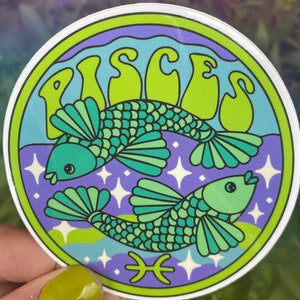 Pisces Sticker, Zodiac Sign, Laptop Stickers, Water Bottle, Astrology Gift, Zodiac Gift, Grateful Dead 60s 70s
