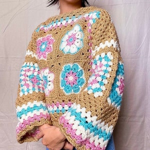 CROCHET PATTERN, Funky Flower Sweater image 9