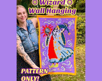 CROCHET PATTERN, Wizard Tapestry, Wall Hanging