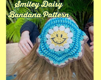 CROCHET PATTERN : Smiley Daisy Bandana PDF download
