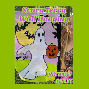 CROCHET PATTERN, Scary Terry Ghost Tapestry, Wall Hanging