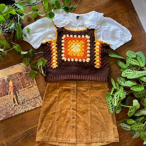 Crochet Vest, Classic 70s Granny Square Vest, Custom