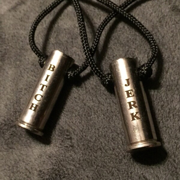 Supernatural "Bitch" + "Jerk" best friend bullet casing necklaces