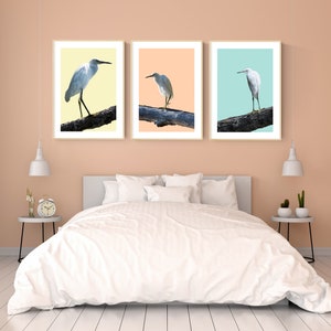 Coastal Wall Art Set Framed Wall Art Set Bird Prints Wall Art Set of 3 Wall Art Living Room Wall Art Bird Wall Decor Minimalist Poster