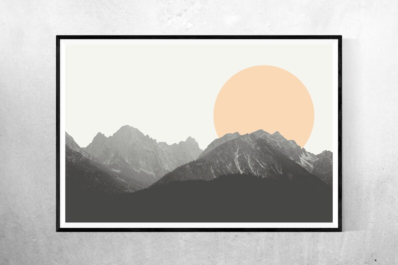 Mountain Wall Art Black White Abstract Mountain Wall Art Black Etsy