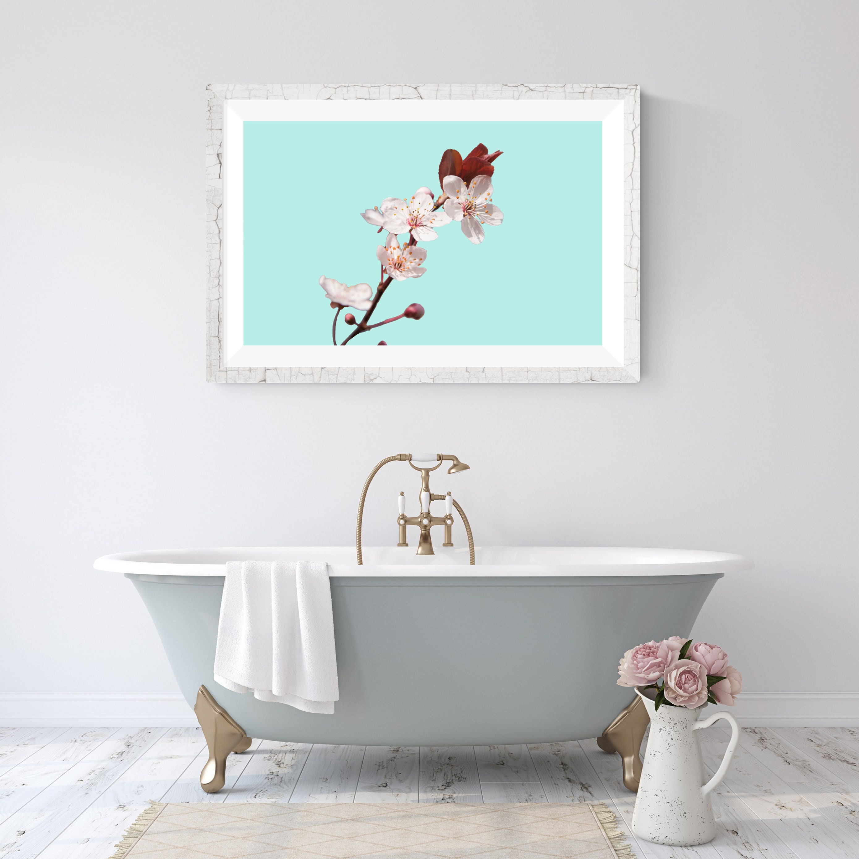 Bathroom Wall Decor Cherry Blossom Print Tree Flower Wall - Etsy