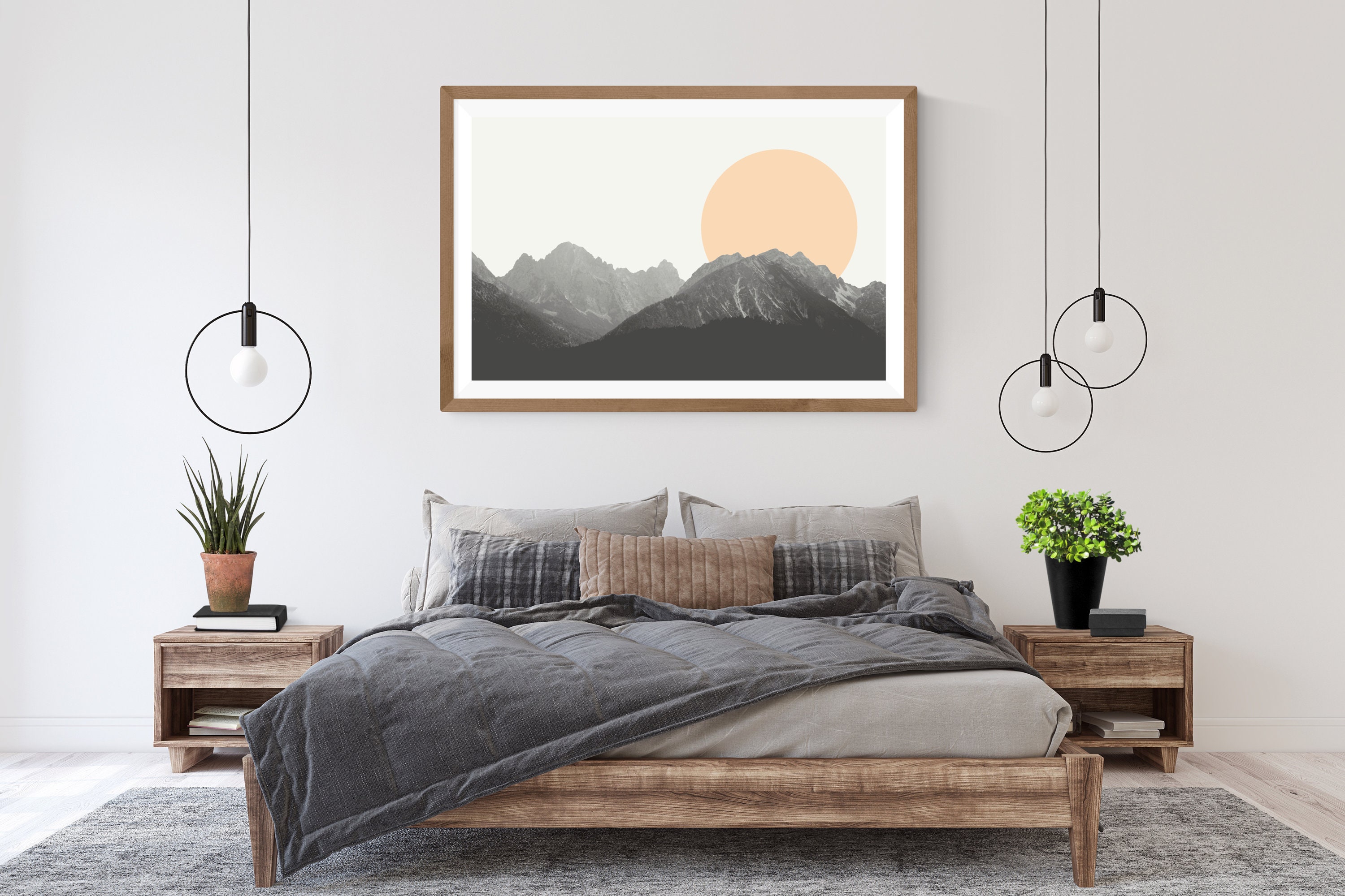 Mountain Wall Art Black White Abstract Mountain Wall Art Black | Etsy