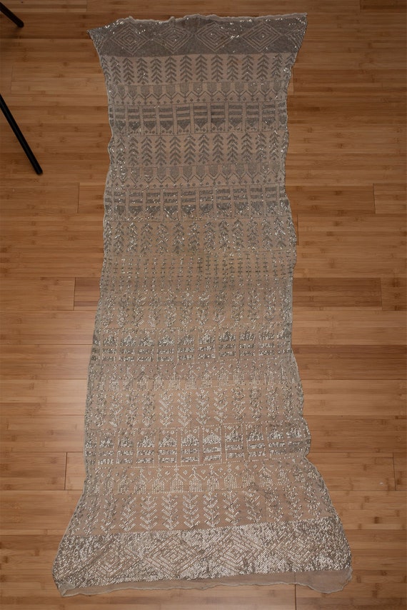 Vintage Sheer Ivory Assuit with Diverse Geo Patter