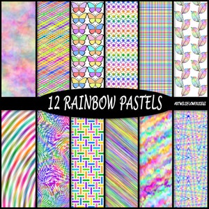 Pastel Rainbow Paper Set Fun Baby Nursery Prints Perfect For Teachers, Babies and Children Printable Digital Papers Commercial Use Ok image 1