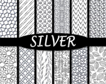 Silver Digital Papers & Metal Foil Backgrounds in 3D look