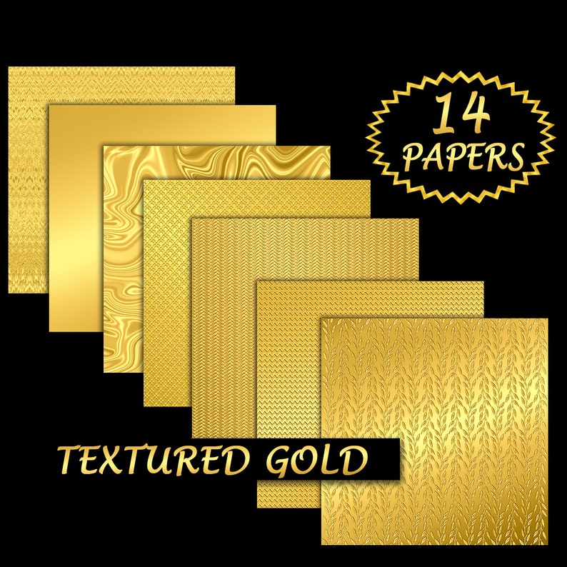 Gold Foil Backgrounds, Textured Gold Digital Paper, Gold Leaf Backdrops, Printable Gold Metallic Textures, Golden Papers, Shiny Gold Metal image 2