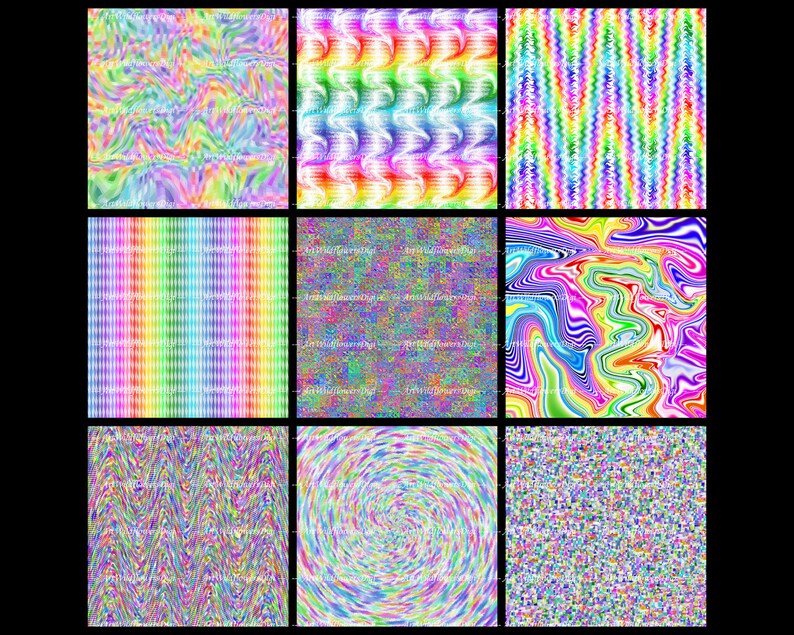 Rainbow Paper Set Wild Rainbows Digital Papers en 21 styles Images psychédéliques imprimables Fond Digi Tie Dye 12 Set E image 3