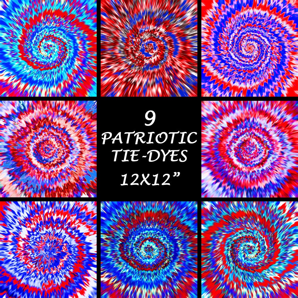 Tie Dye Digital Paper in Patriotic Red, White & Blue - 4th of July - …