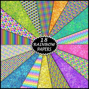 Rainbow Color Digital Paper Set 18 Printable Papers For Teachers, Crafts, Children, Babies, & Scrapbooking Commercial Use Ok image 2