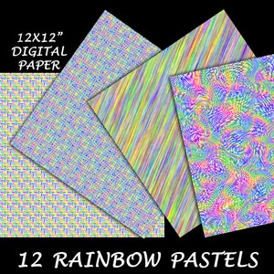 Pastel Rainbow Paper Set Fun Baby Nursery Prints Perfect For Teachers, Babies and Children Printable Digital Papers Commercial Use Ok image 4