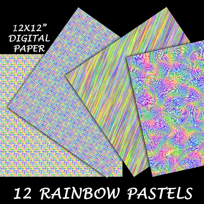 Pastel Rainbow Paper Set Fun Baby Nursery Prints Perfect For Teachers, Babies and Children Printable Digital Papers Commercial Use Ok image 4