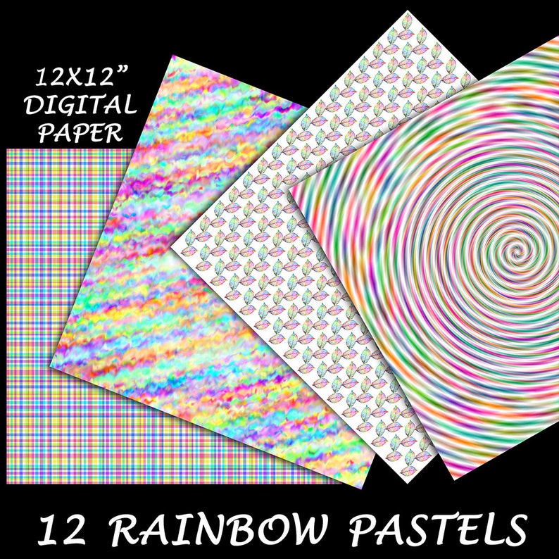 Pastel Rainbow Paper Set Fun Baby Nursery Prints Perfect For Teachers, Babies and Children Printable Digital Papers Commercial Use Ok image 3