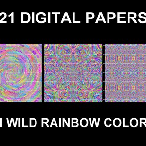 Rainbow Paper Set Wild Rainbows Digital Papers en 21 styles Images psychédéliques imprimables Fond Digi Tie Dye 12 Set E image 4