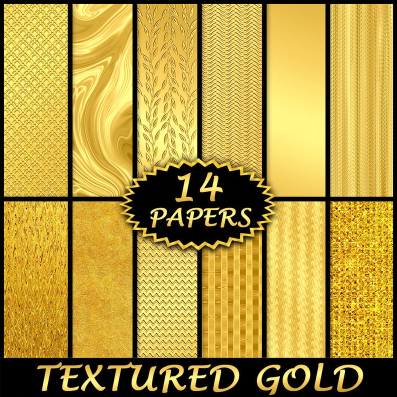 Gold Foil Backgrounds, Textured Gold Digital Paper, Gold Leaf Backdrops, Printable Gold Metallic Textures, Golden Papers, Shiny Gold Metal image 4