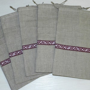 10pcs Linen sachets, linen grey gift bags