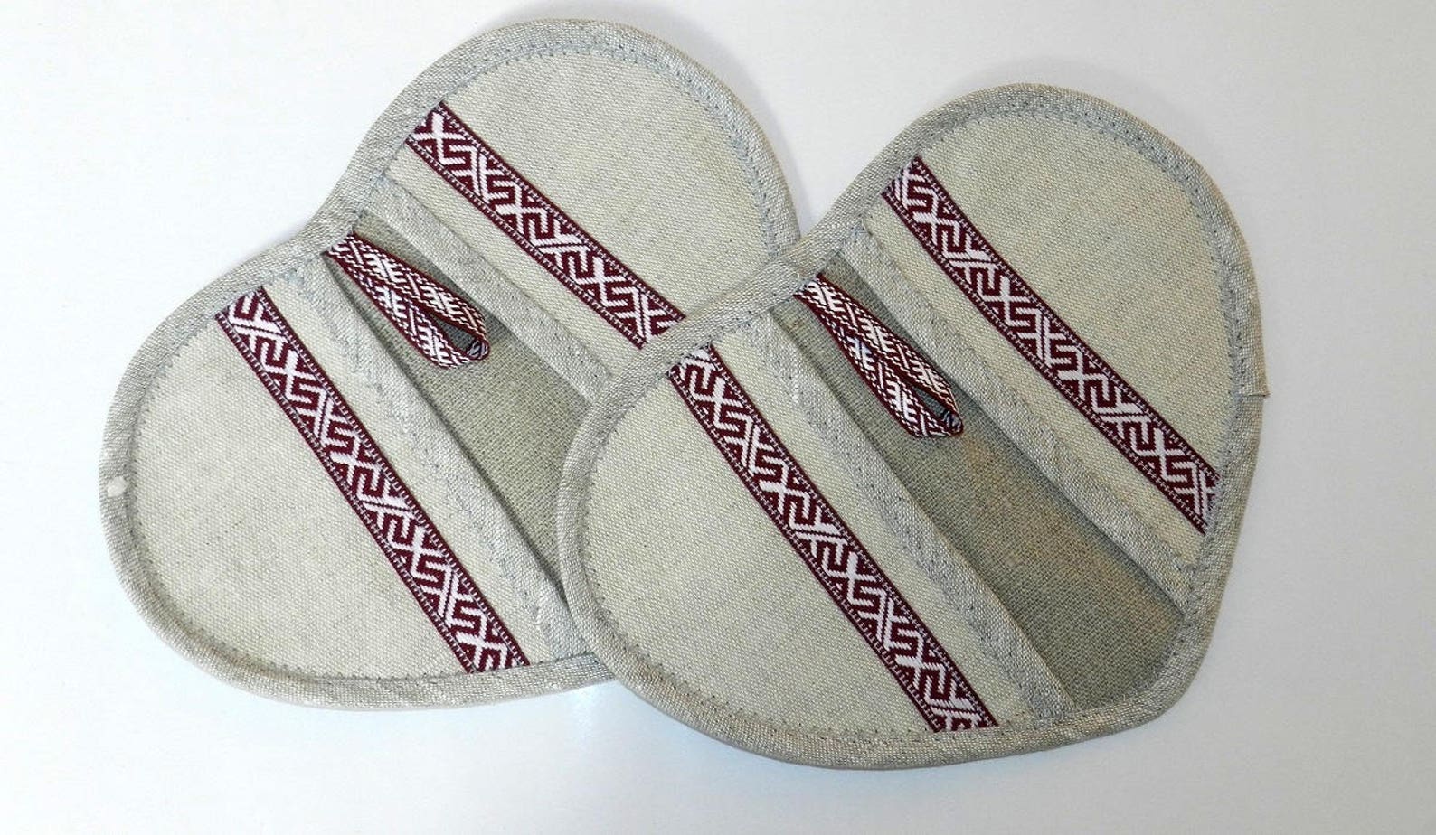 Heart Linen Oven Mitt, Natural Linen Hot Pot Holder, New Home Shower