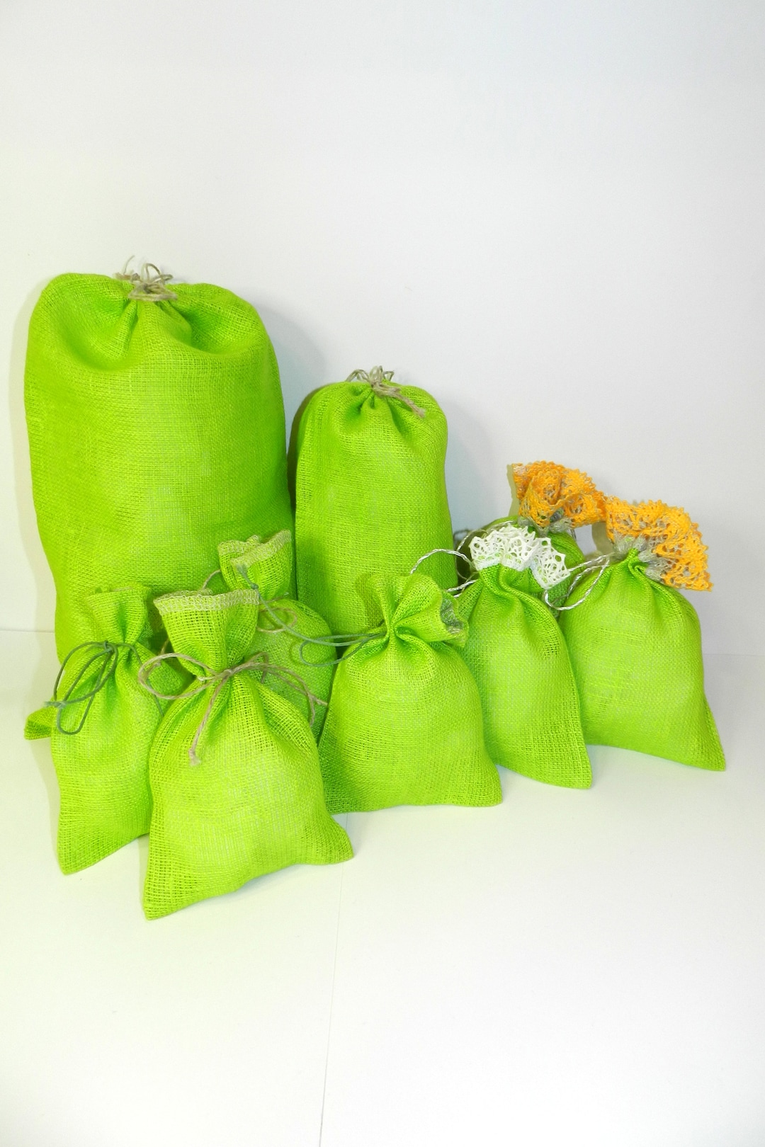 Linen Gift Bags 9 Mix Size and Style Linen Gift Bags Green Etsy