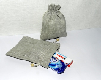 Set of 10 Linen Favor Bags: Handmade Wedding Candy Sachets (9.5x13cm)