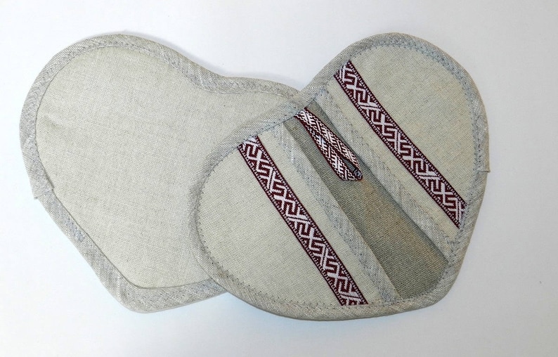 Heart Linen Oven Mitt, Natural Linen Hot Pot Holder, New Home Shower