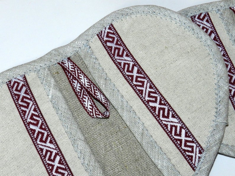 Heart Linen Oven Mitt, Natural Linen Hot Pot Holder, New Home Shower