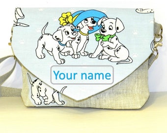 Dalmatians Linen Purse: Personalized Kids Shoulder Bag