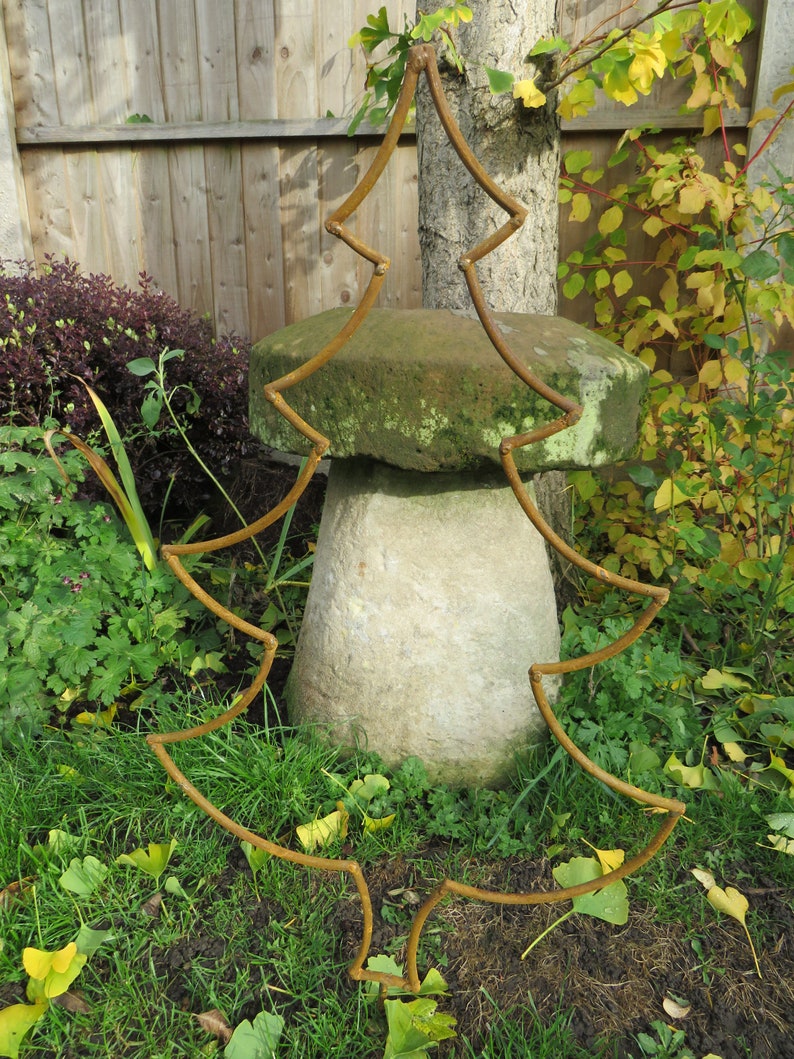 Hand Made Wrought Iron Garden Christmas Tree Plant Support Etsy