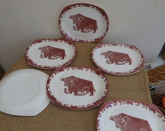 x6 In Stock Made in England circa 1960's BEEFEATER Enlgish Pottery Ironstone Plates Stoke on Trent Very Good Condition.