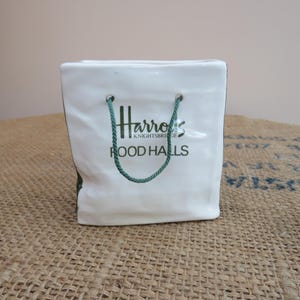 Vintage Hand Crafted in Devon Harrods Food Hall Pottery Shopping Bag / Carrier Bag