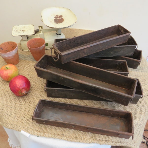 6 Available Genuine All Original Old Oblong Vintage Metal Bread or Cake Baking Tins Baking Trays Decorative Functional Items Storage