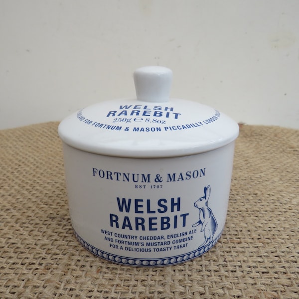 Made in England For Fortnum and Mason Welsh Rarebit Ceramic Jar with the Original Lid Small Storage Jar Decorative....