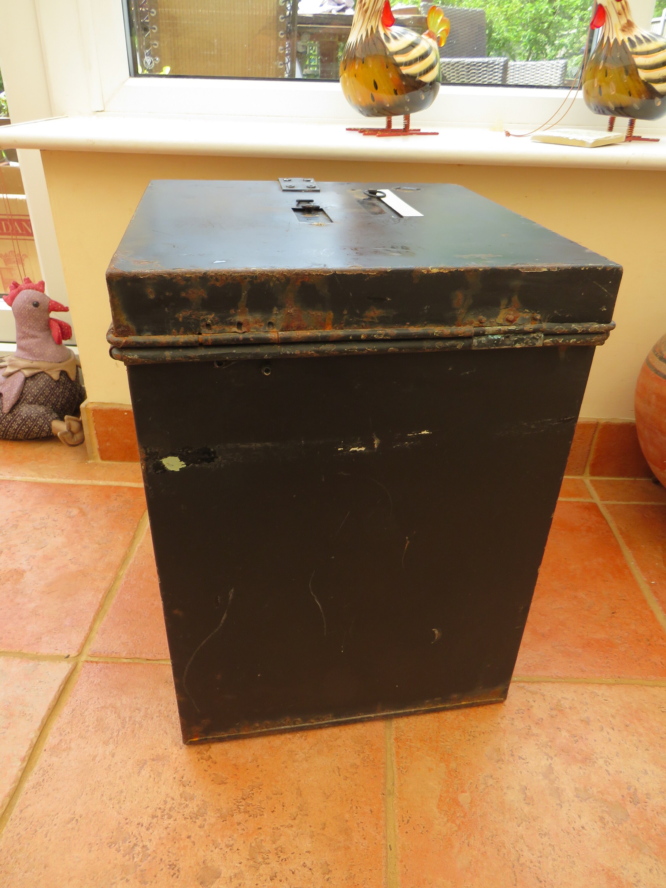 Large Old Vintage Metal Ballot Box Black Painted Made Circa Etsy