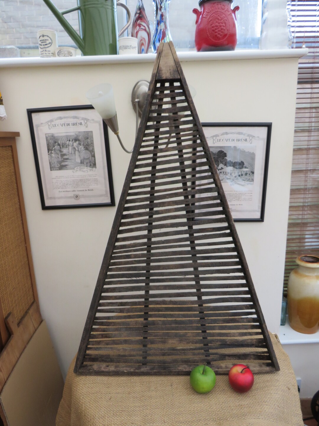 Genuine Circa 19201940 Super Rustic Large French Agen Prune Drying Rack Making for Super Wall