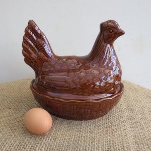 Vintage Large Stoneware circa 1960's Moira Brown Ceramic Pottery Chicken Egg Holder