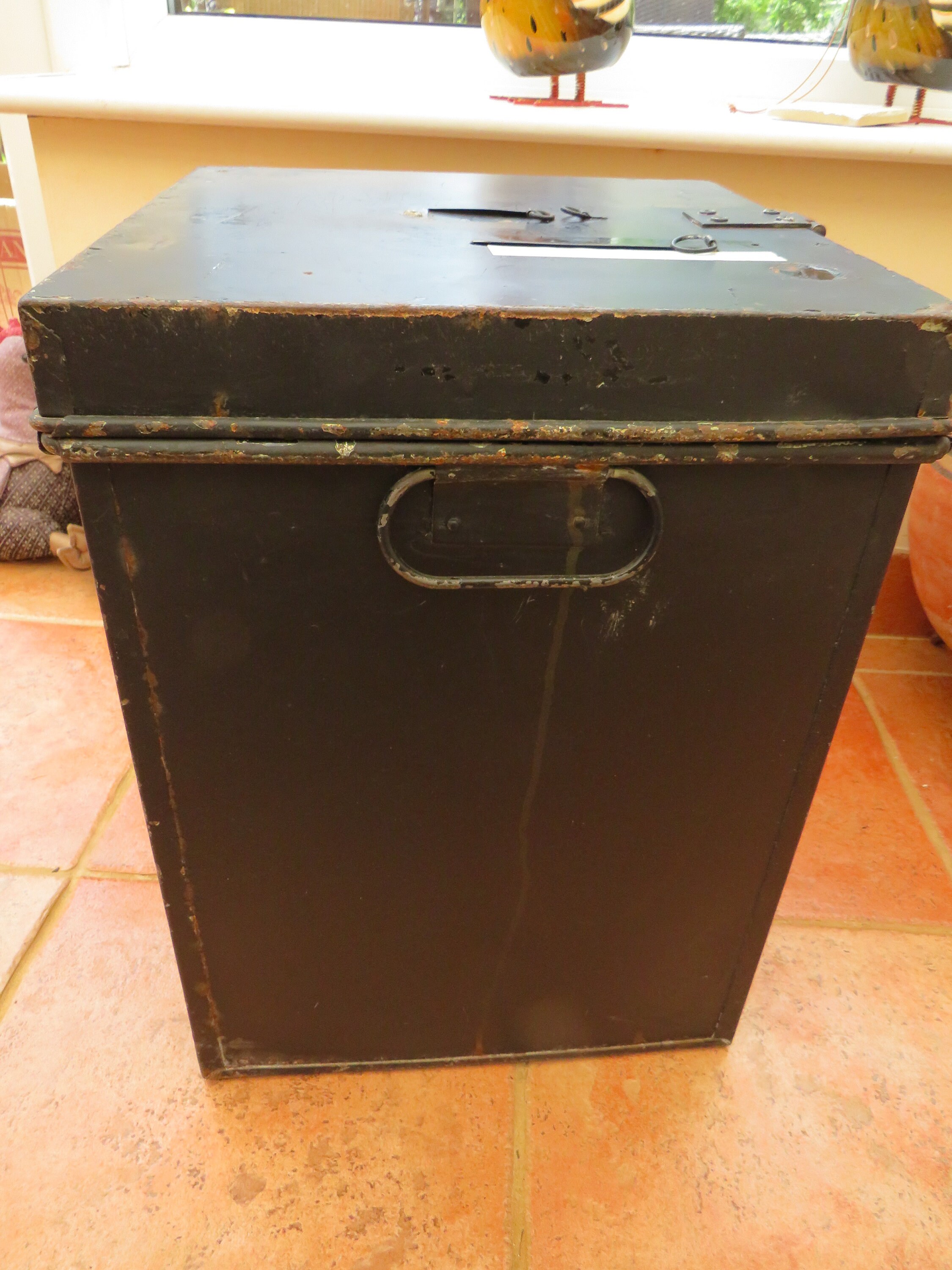 Large Old Vintage Metal Ballot Box Black Painted Made Circa Etsy