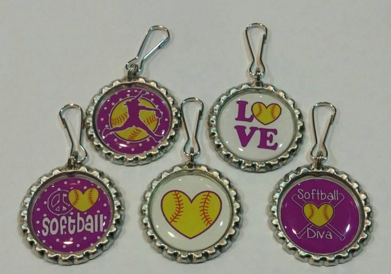 Set of 15 Purple Softball Zipper Pulls Available in Different Etsy