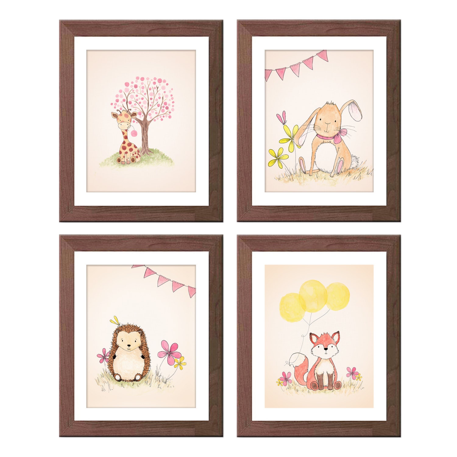 Watercolor Nursery Illustrations Animals Nursery Art Baby Etsy