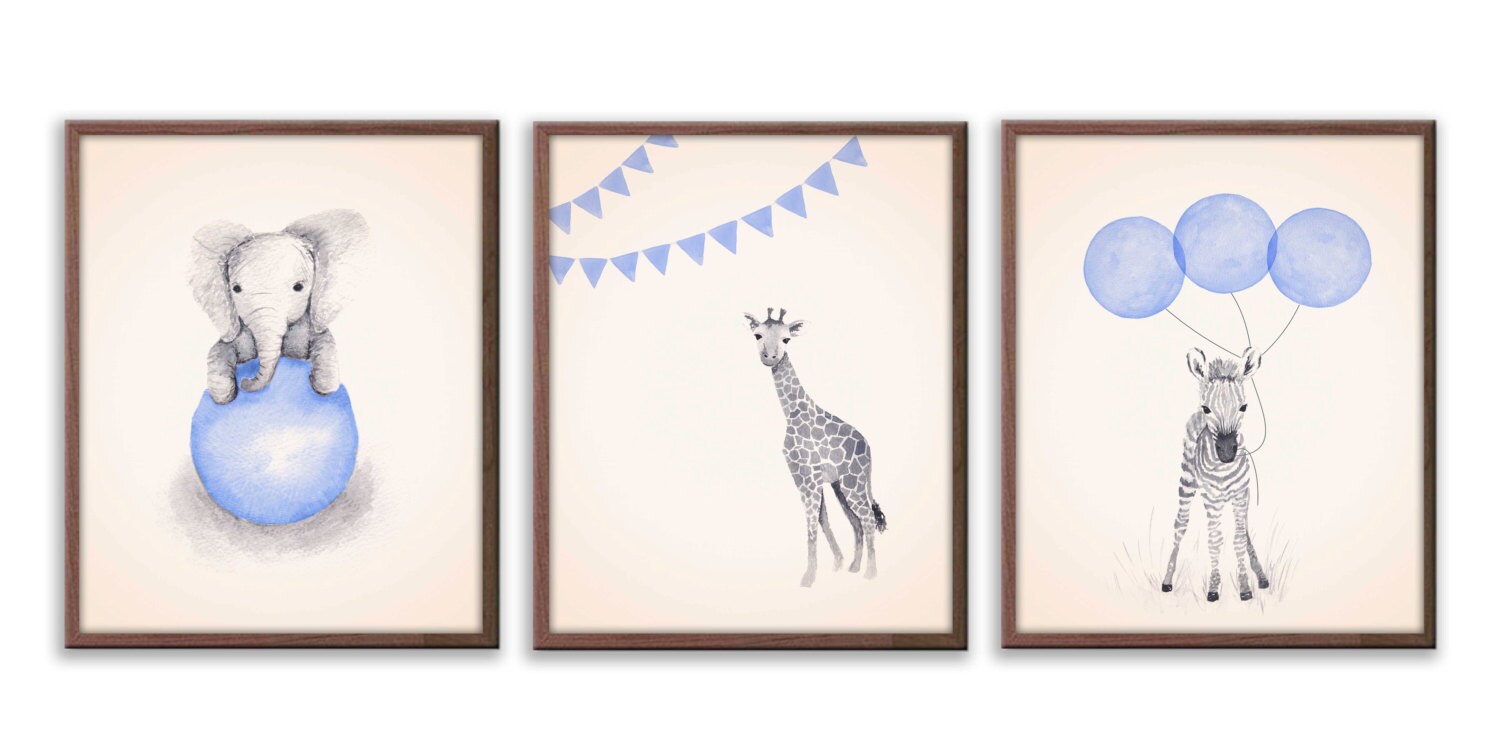 Baby Animal Nursery Wall Decor Set Of Three Art Prints Etsy