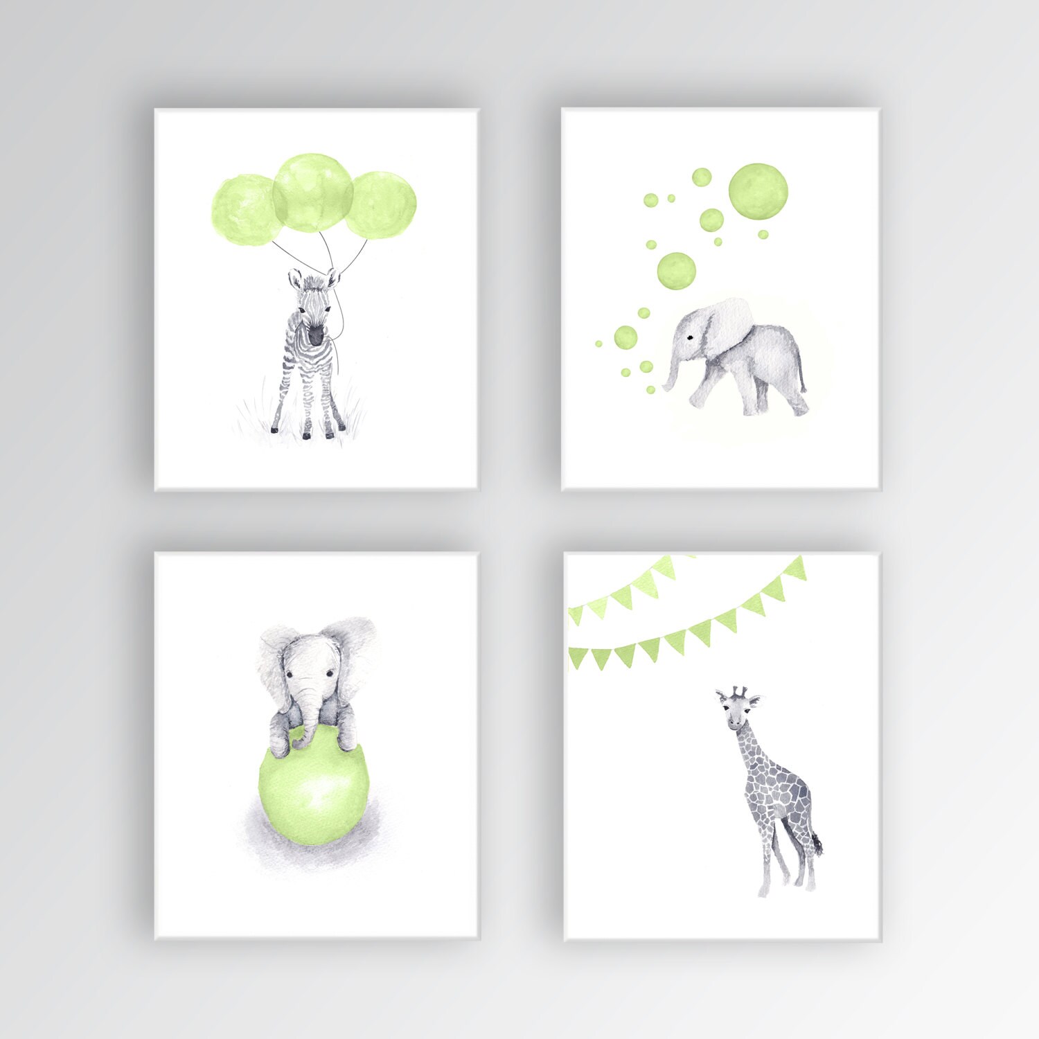 Kids Wall Art Canvas Nursery Art Green and Gray Nursery