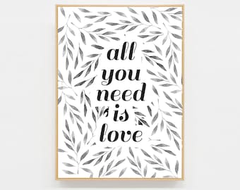 Postcard All you need is love - floral