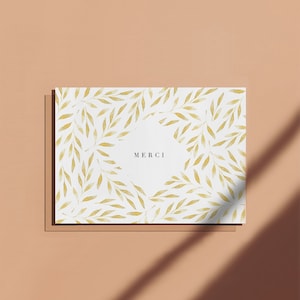 Carte de remerciement Merci doré - illustration, floral